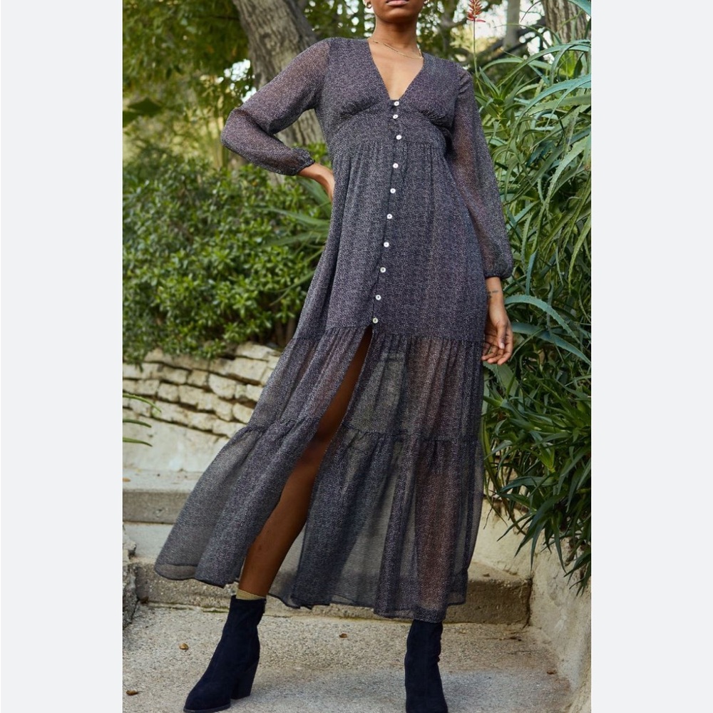 Self Contrast Black Gianna Maxi Dress